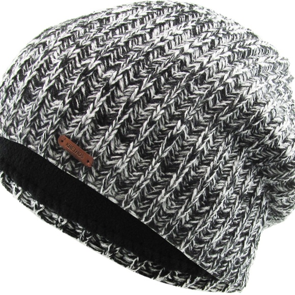 Thick Ribbed Slouch Beanie Thermal Fleece Lined - Picture 1 of 5